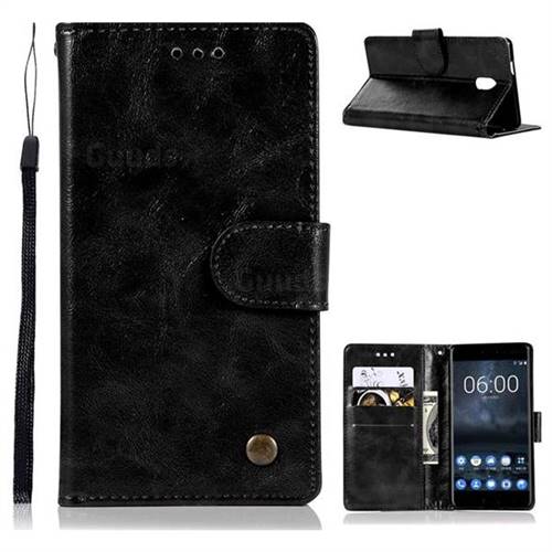 Luxury Retro Leather Wallet Case for Nokia 3 Nokia3 - Black