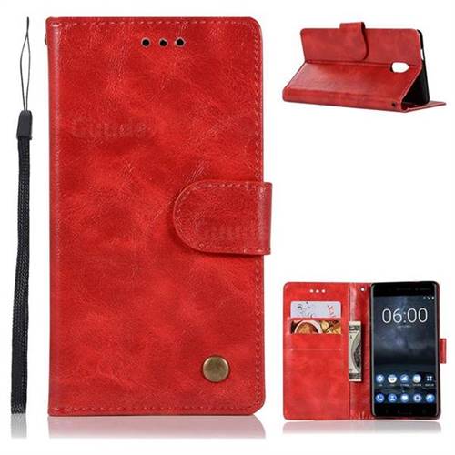 Luxury Retro Leather Wallet Case for Nokia 3 Nokia3 - Red