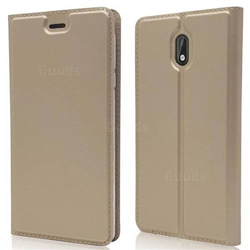 Ultra Slim Card Magnetic Automatic Suction Leather Wallet Case for Nokia 3 Nokia3 - Champagne