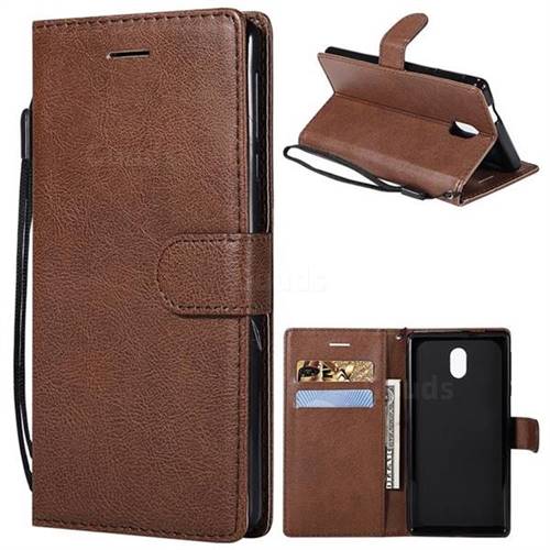 Retro Greek Classic Smooth PU Leather Wallet Phone Case for Nokia 3 Nokia3 - Brown