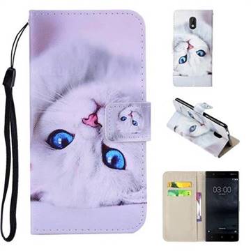 White Cat PU Leather Wallet Phone Case Cover for Nokia 3 Nokia3