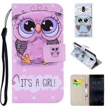 Lovely Owl PU Leather Wallet Phone Case Cover for Nokia 3 Nokia3