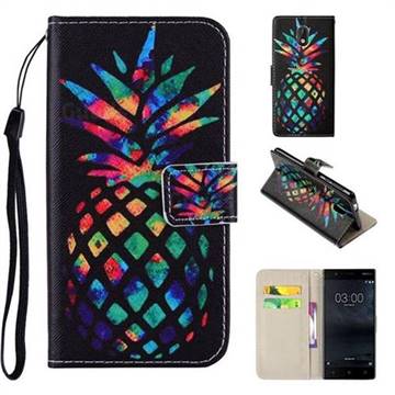 Colorful Pineapple PU Leather Wallet Phone Case Cover for Nokia 3 Nokia3