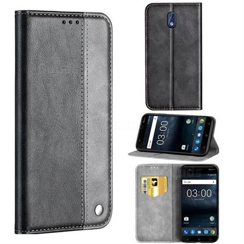 Classic Business Ultra Slim Magnetic Sucking Stitching Flip Cover for Nokia 3 Nokia3 - Silver Gray