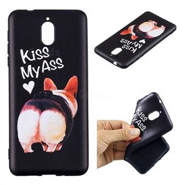 Lovely Pig Ass 3D Embossed Relief Black Soft Back Cover for Nokia 3.1