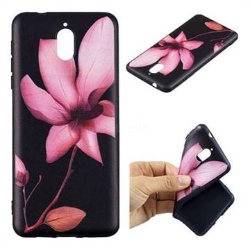 Lotus Flower 3D Embossed Relief Black Soft Back Cover for Nokia 3.1