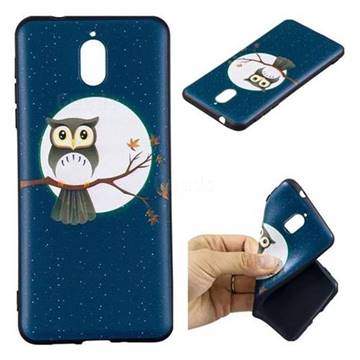 Moon and Owl 3D Embossed Relief Black Soft Back Cover for Nokia 3.1