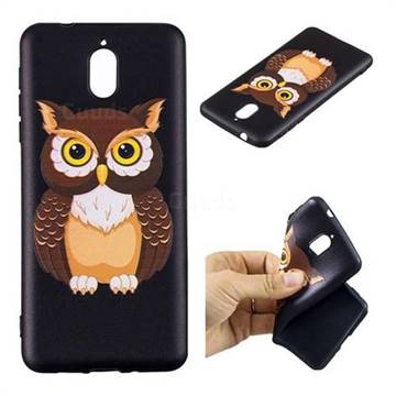 Big Owl 3D Embossed Relief Black Soft Back Cover for Nokia 3.1