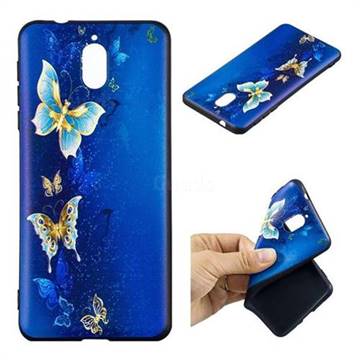 Golden Butterflies 3D Embossed Relief Black Soft Back Cover for Nokia 3.1
