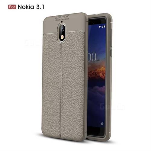 Luxury Auto Focus Litchi Texture Silicone TPU Back Cover for Nokia 3.1 - Gray
