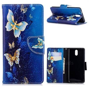 Golden Butterflies Leather Wallet Case for Nokia 3.1