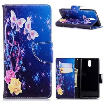 Yellow Flower Butterfly Leather Wallet Case for Nokia 3.1