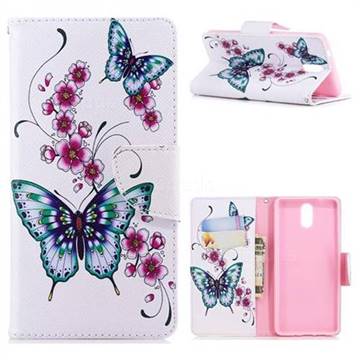 Peach Butterflies Leather Wallet Case for Nokia 3.1