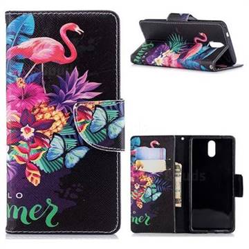 Flowers Flamingos Leather Wallet Case for Nokia 3.1
