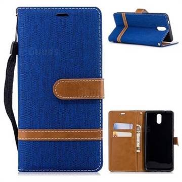 Jeans Cowboy Denim Leather Wallet Case for Nokia 3.1 - Sapphire