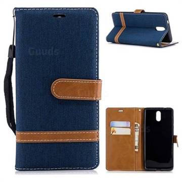 Jeans Cowboy Denim Leather Wallet Case for Nokia 3.1 - Dark Blue