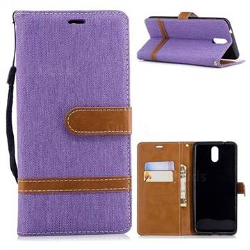 Jeans Cowboy Denim Leather Wallet Case for Nokia 3.1 - Purple