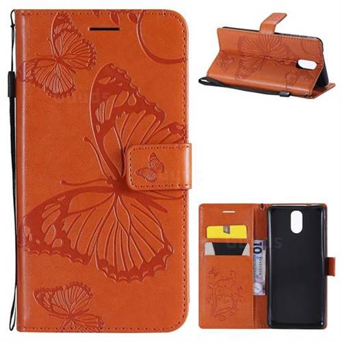 Embossing 3D Butterfly Leather Wallet Case for Nokia 3.1 - Orange