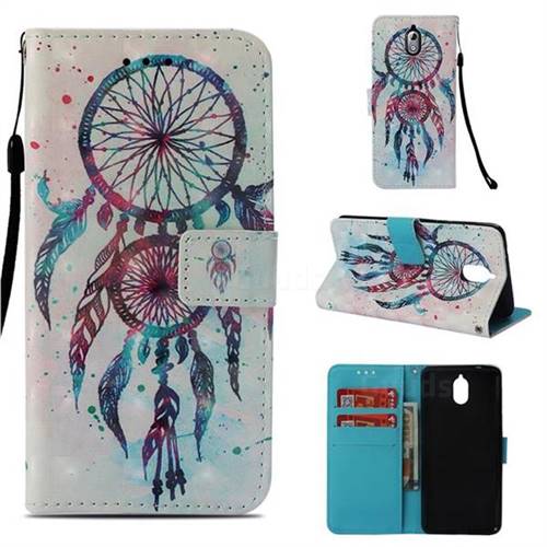ColorDrops Wind Chimes 3D Painted Leather Wallet Case for Nokia 3.1