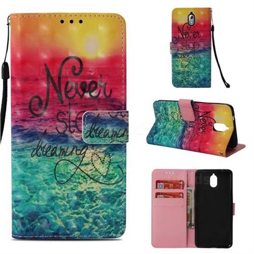 Colorful Dream Catcher 3D Painted Leather Wallet Case for Nokia 3.1