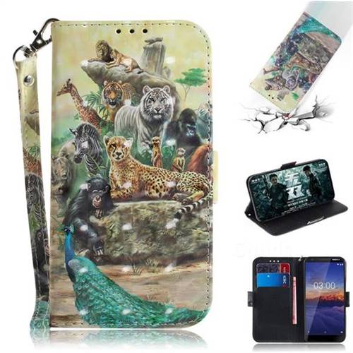 Beast Zoo 3D Painted Leather Wallet Phone Case for Nokia 3.1