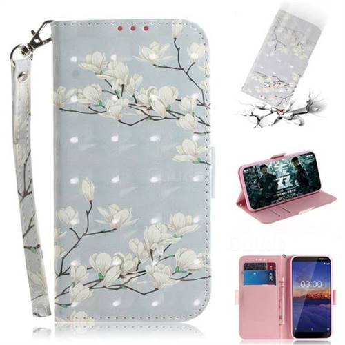Magnolia Flower 3D Painted Leather Wallet Phone Case for Nokia 3.1
