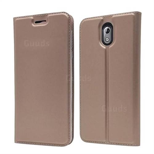 Ultra Slim Card Magnetic Automatic Suction Leather Wallet Case for Nokia 3.1 - Rose Gold