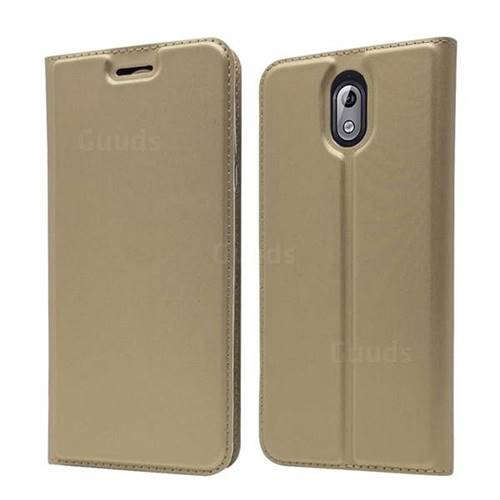 Ultra Slim Card Magnetic Automatic Suction Leather Wallet Case for Nokia 3.1 - Champagne
