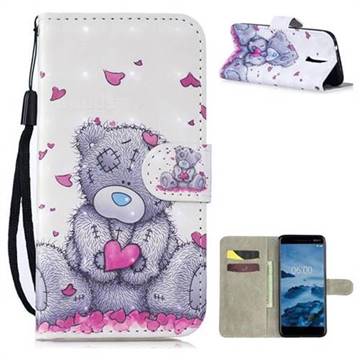 Love Panda 3D Painted Leather Wallet Phone Case for Nokia 3.1