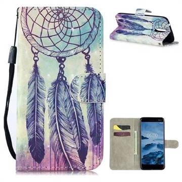 Feather Wind Chimes 3D Painted Leather Wallet Phone Case for Nokia 3.1