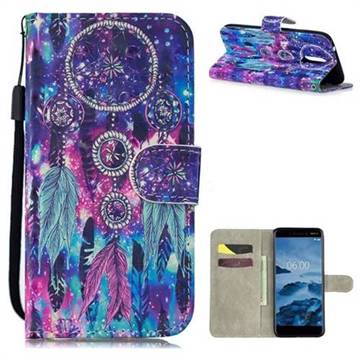 Star Wind Chimes 3D Painted Leather Wallet Phone Case for Nokia 3.1