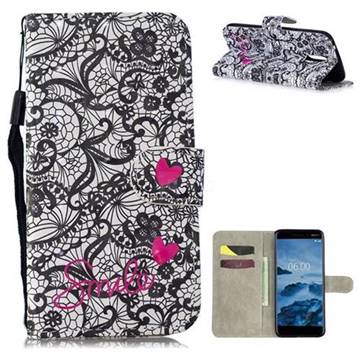 Lace Flower 3D Painted Leather Wallet Phone Case for Nokia 3.1