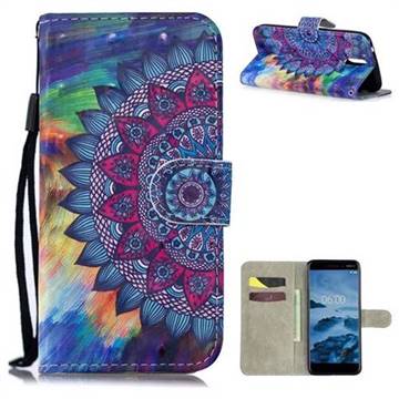 Oil Painting Mandala 3D Painted Leather Wallet Phone Case for Nokia 3.1