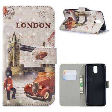 Retro London 3D Painted Leather Phone Wallet Case for Nokia 3.1