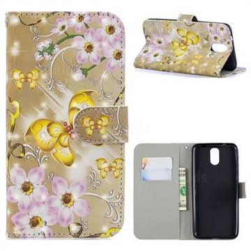 Golden Butterfly 3D Painted Leather Phone Wallet Case for Nokia 3.1