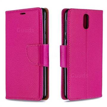 Classic Luxury Litchi Leather Phone Wallet Case for Nokia 3.1 - Rose
