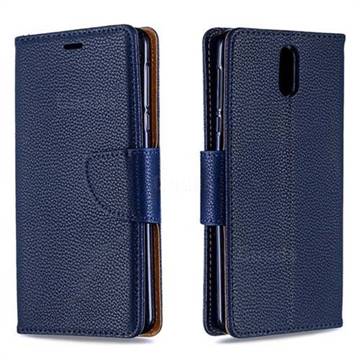 Classic Luxury Litchi Leather Phone Wallet Case for Nokia 3.1 - Blue