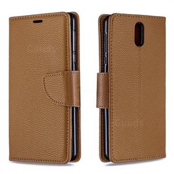Classic Luxury Litchi Leather Phone Wallet Case for Nokia 3.1 - Brown