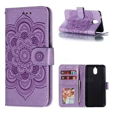 Intricate Embossing Datura Solar Leather Wallet Case for Nokia 3.1 - Purple