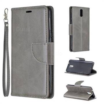 Classic Sheepskin PU Leather Phone Wallet Case for Nokia 3.1 - Gray