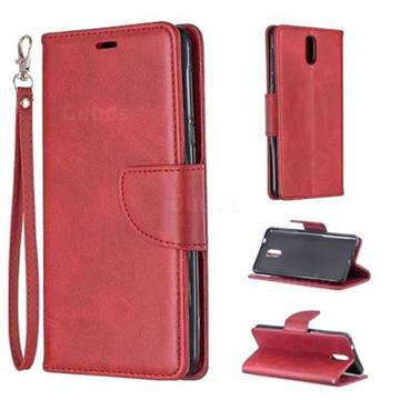 Classic Sheepskin PU Leather Phone Wallet Case for Nokia 3.1 - Red