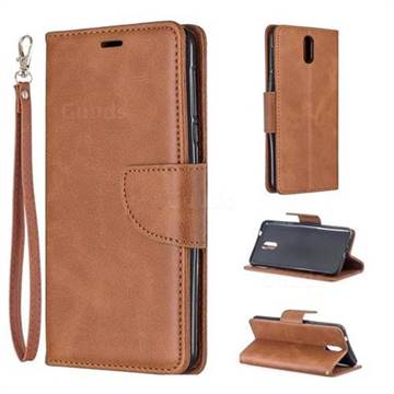 Classic Sheepskin PU Leather Phone Wallet Case for Nokia 3.1 - Brown