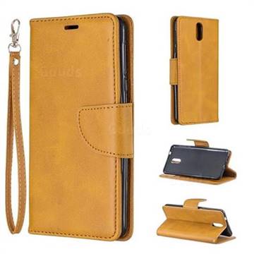 Classic Sheepskin PU Leather Phone Wallet Case for Nokia 3.1 - Yellow