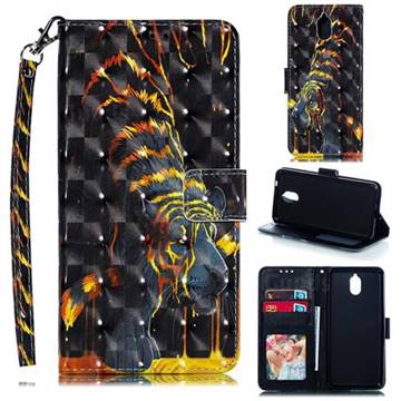 Tiger Totem 3D Painted Leather Phone Wallet Case for Nokia 3.1