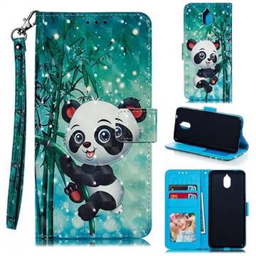Cute Panda 3D Painted Leather Phone Wallet Case for Nokia 3.1