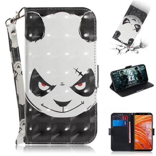 Angry Bear 3D Painted Leather Wallet Phone Case for Nokia 3.1 Plus