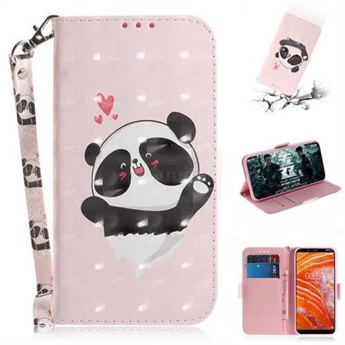 Heart Cat 3D Painted Leather Wallet Phone Case for Nokia 3.1 Plus