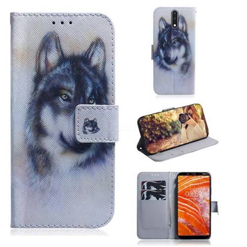 Snow Wolf PU Leather Wallet Case for Nokia 3.1 Plus
