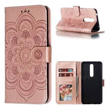 Intricate Embossing Datura Solar Leather Wallet Case for Nokia 3.1 Plus - Rose Gold