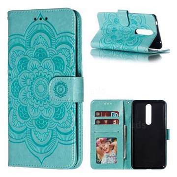 Intricate Embossing Datura Solar Leather Wallet Case for Nokia 3.1 Plus - Green